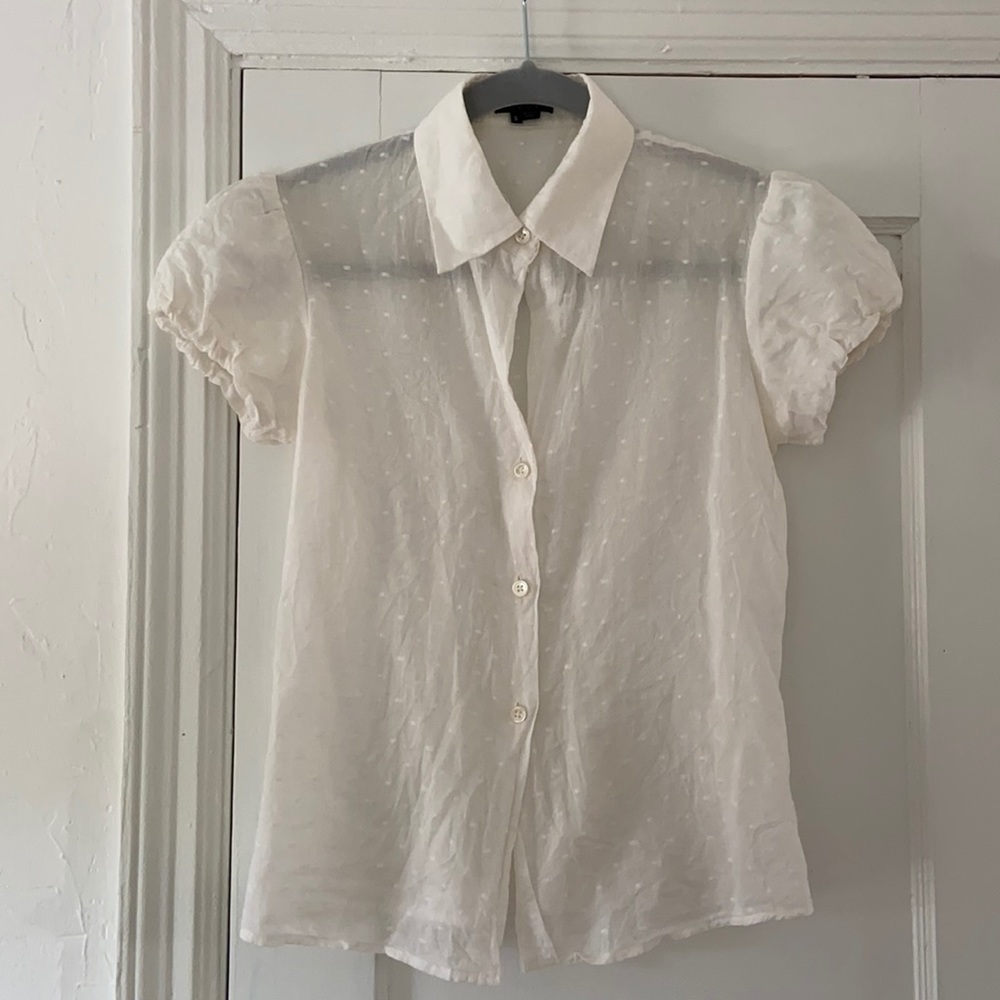 Sheer Puff Sleeve THEORY Button Down Top